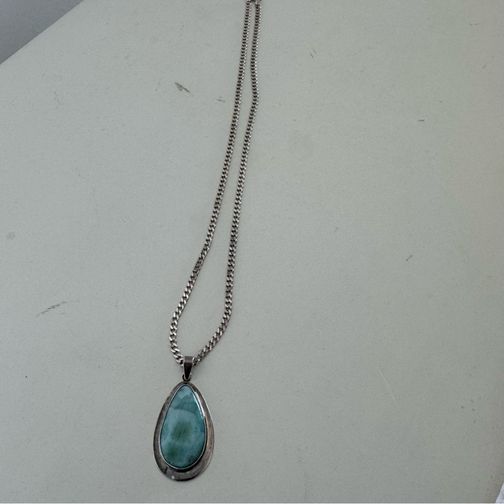 Larimar Pendant Teardrop Elegant SilverPendant and Necklace - Picture 1 of 9